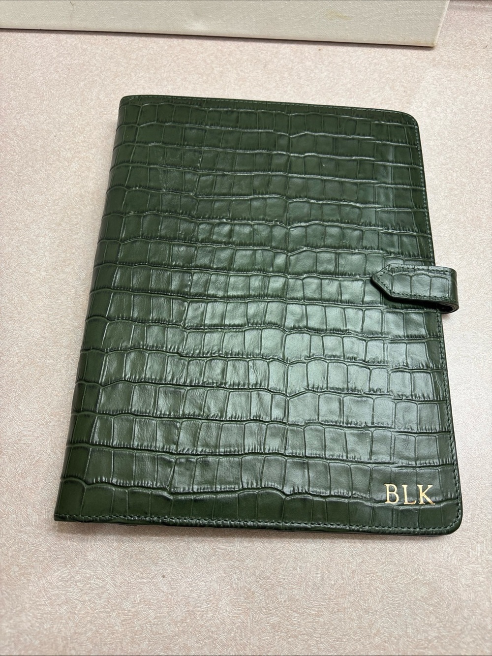 Leatherology Leather Snap Padfolio Portfolio Green CROC Embossed Journal Cover